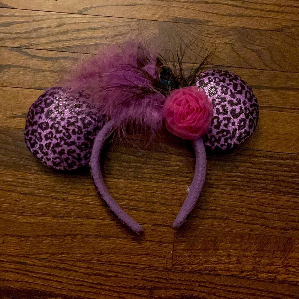 Disney Parks Cheetah Feathers Minnie Ears Headband